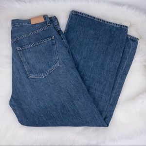 CoH Sacha High Rise Wide Leg Crop Denim Jeans in Rose Blue, Organic Cotton